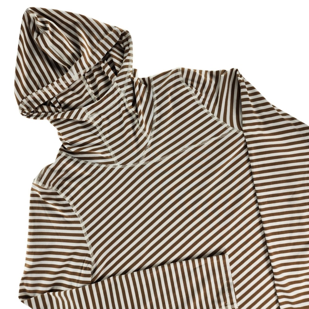 Indyeva Hooded Pullover Women XL Brown White Striped Performance Long Sleeve